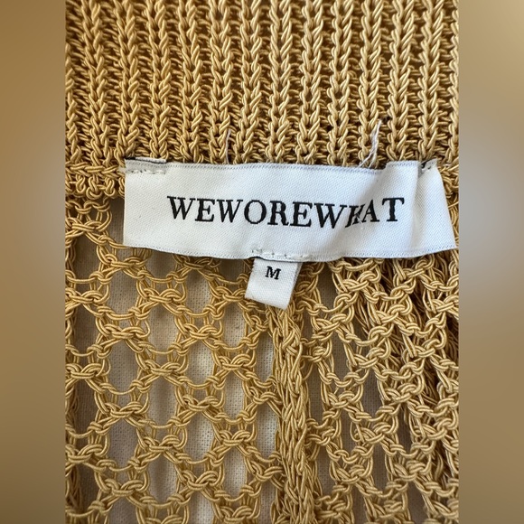 WEWOREWHAT Gold Open Knit Wide Leg Pants M - Picture 9 of 10